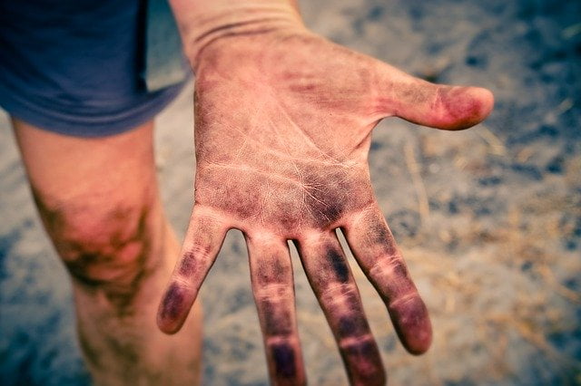 dirty oily hand